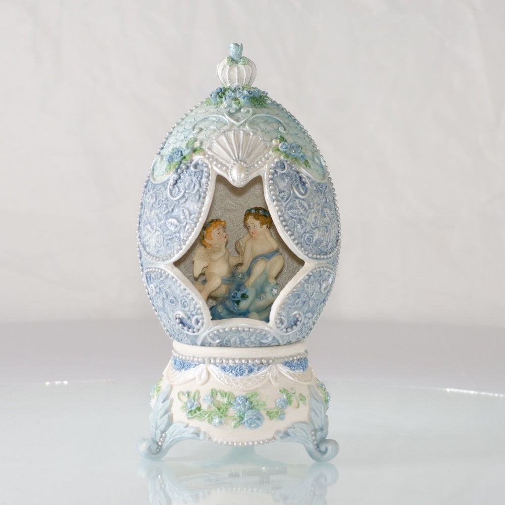 Cherub Music Box Eggs Shape Plays
